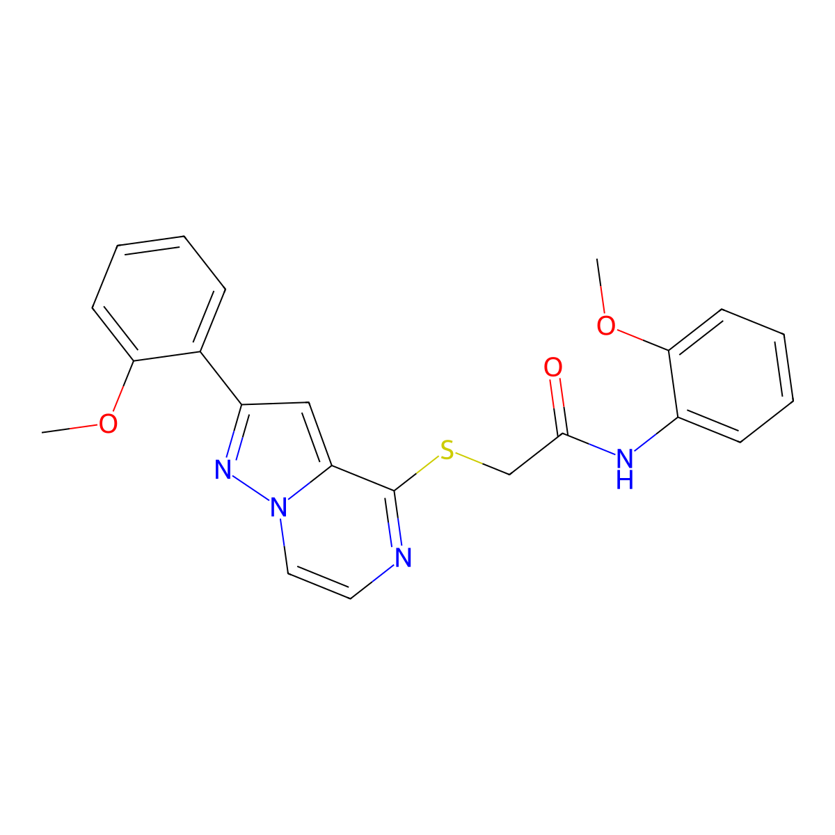 N-(2-methoxyphenyl)-2-{[2-(2-methoxyphenyl)pyrazolo[1,5-a]pyrazin-4-yl]sulfanyl}acetamide molecular structure, CAS 1040675-03-3