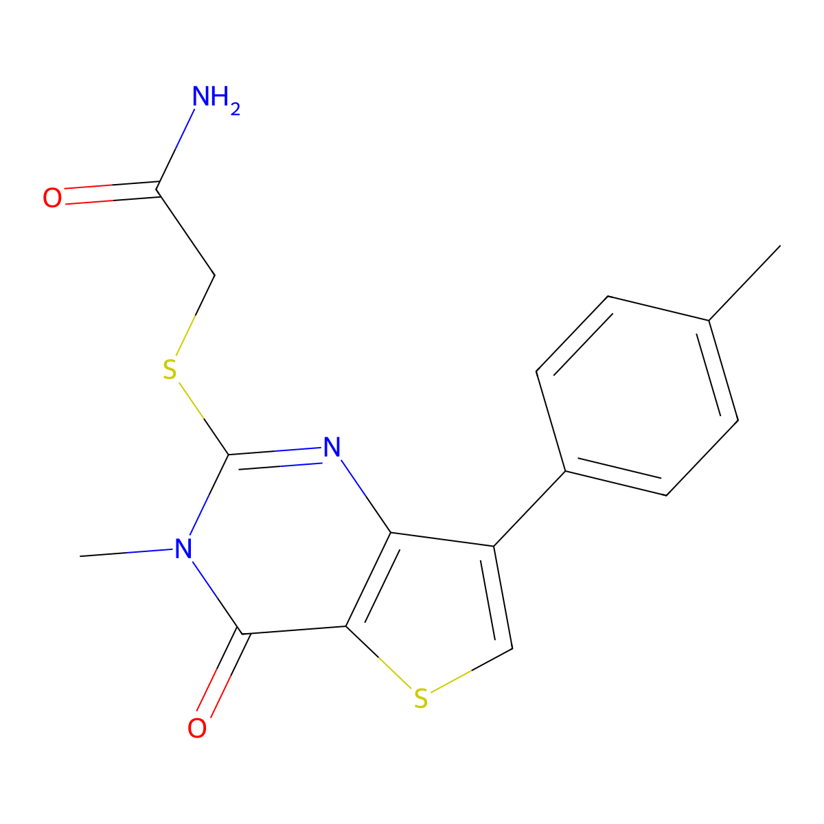2-{[3-methyl-7-(4-methylphenyl)-4-oxo-3H,4H-thieno[3,2-d]pyrimidin-2-yl]sulfanyl}acetamide molecular structure, CAS 1040675-04-4