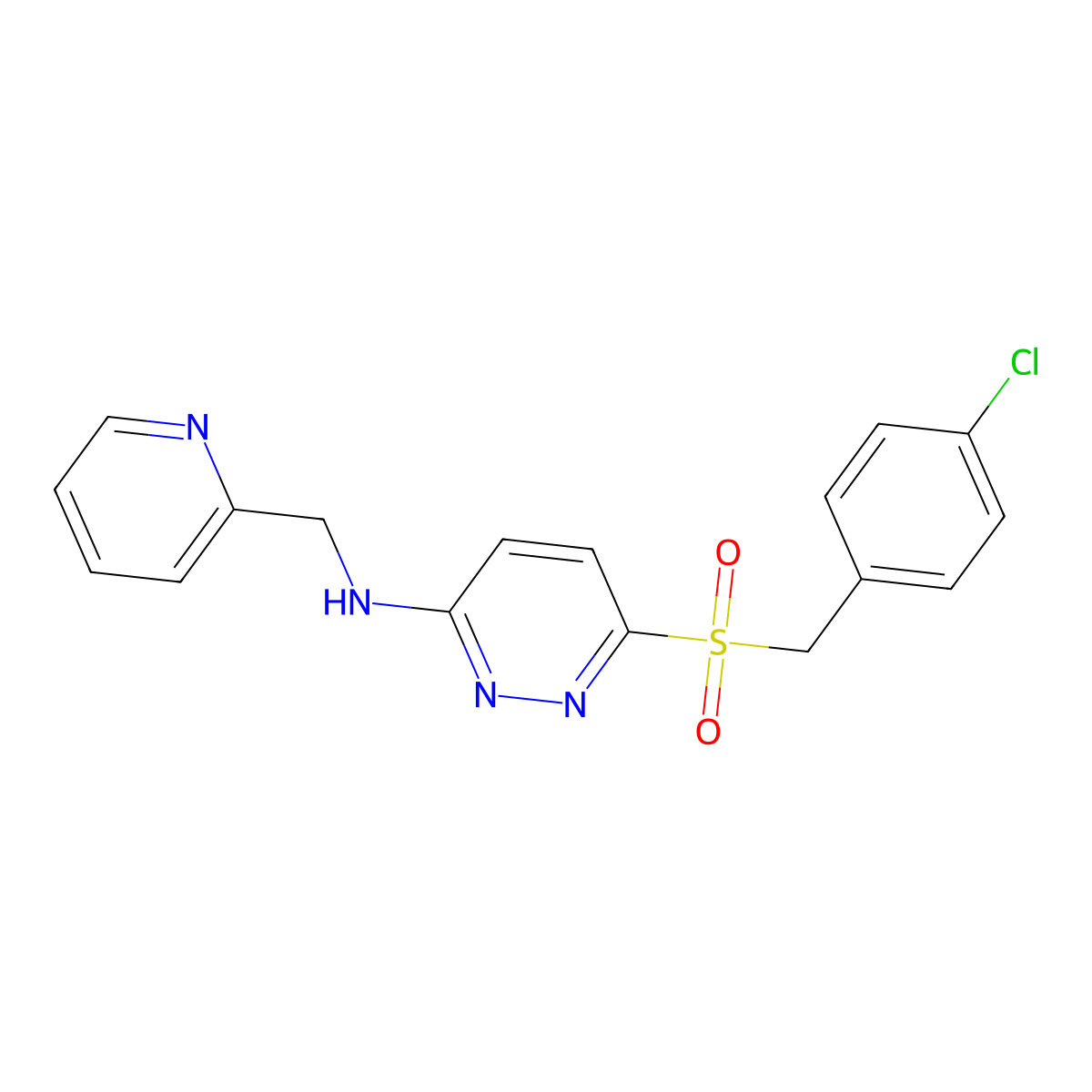 6-[(4-chlorophenyl)methanesulfonyl]-N-[(pyridin-2-yl)methyl]pyridazin-3-amine molecular structure, CAS 1040675-08-8