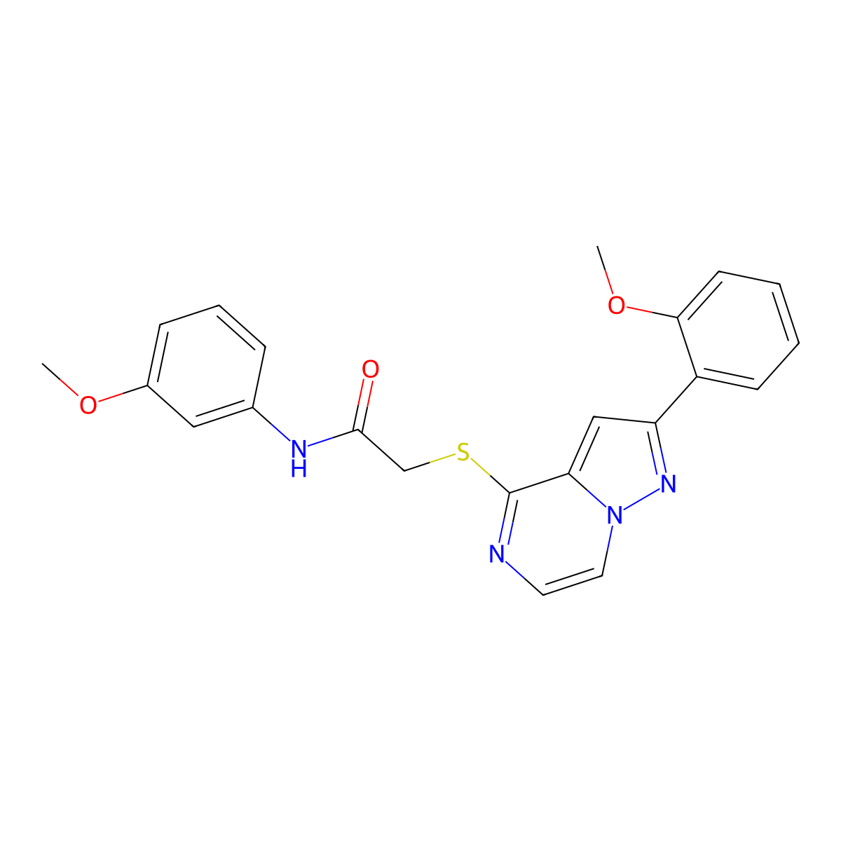 N-(3-methoxyphenyl)-2-{[2-(2-methoxyphenyl)pyrazolo[1,5-a]pyrazin-4-yl]sulfanyl}acetamide molecular structure, CAS 1040675-10-2