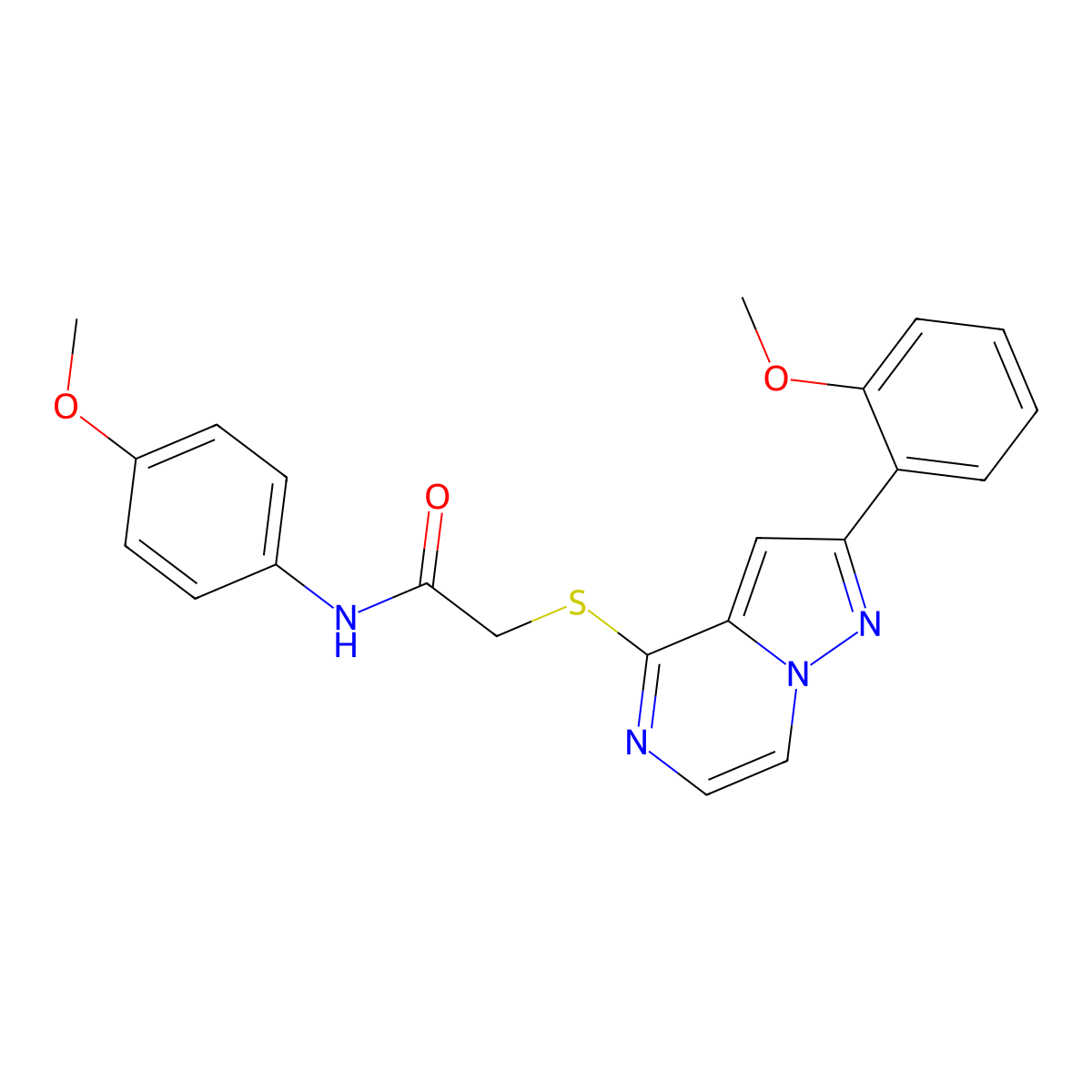 N-(4-methoxyphenyl)-2-{[2-(2-methoxyphenyl)pyrazolo[1,5-a]pyrazin-4-yl]sulfanyl}acetamide molecular structure, CAS 1040675-17-9