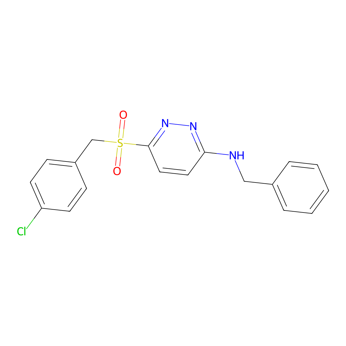 N-benzyl-6-[(4-chlorophenyl)methanesulfonyl]pyridazin-3-amine molecular structure, CAS 1040675-23-7