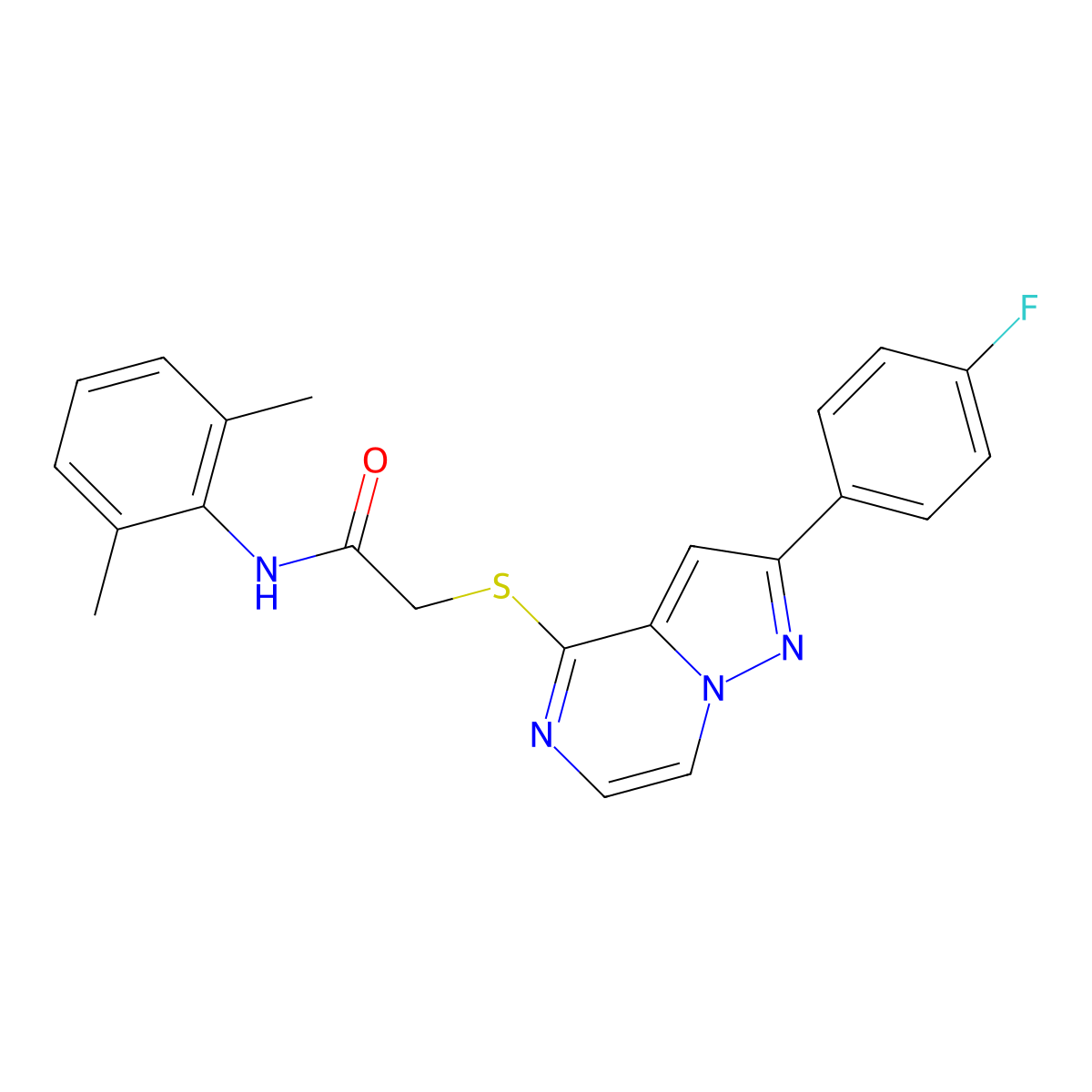N-(2,6-dimethylphenyl)-2-{[2-(4-fluorophenyl)pyrazolo[1,5-a]pyrazin-4-yl]sulfanyl}acetamide molecular structure, CAS 1040675-24-8