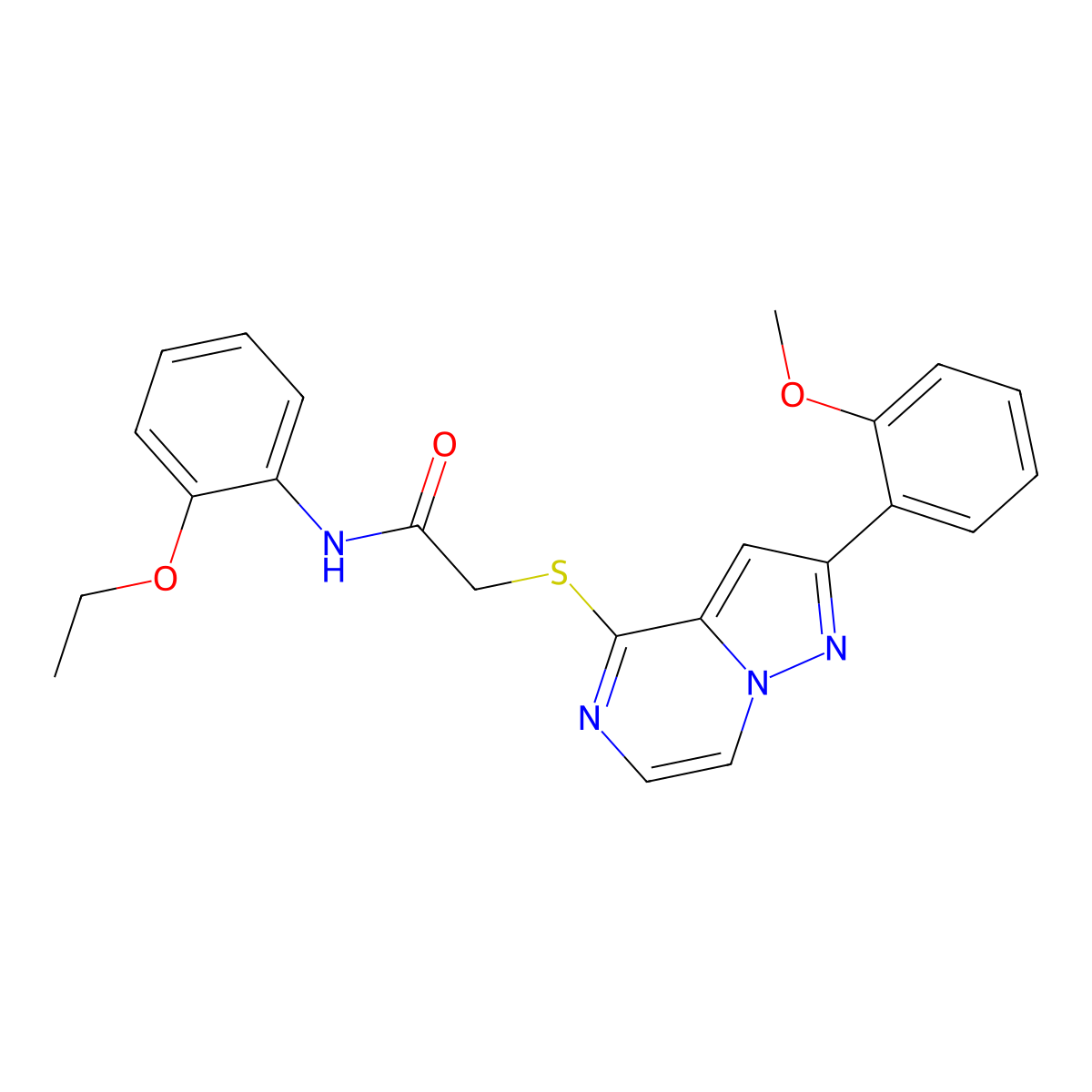 N-(2-ethoxyphenyl)-2-{[2-(2-methoxyphenyl)pyrazolo[1,5-a]pyrazin-4-yl]sulfanyl}acetamide molecular structure, CAS 1040675-25-9