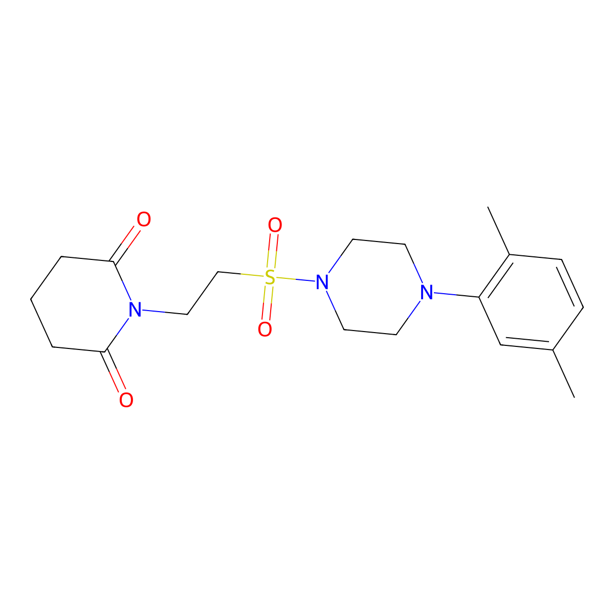 1-(2-{[4-(2,5-Dimethylphenyl)piperazin-1-yl]sulfonyl}ethyl)piperidine-2,6-dione molecular structure, CAS 1040675-29-3