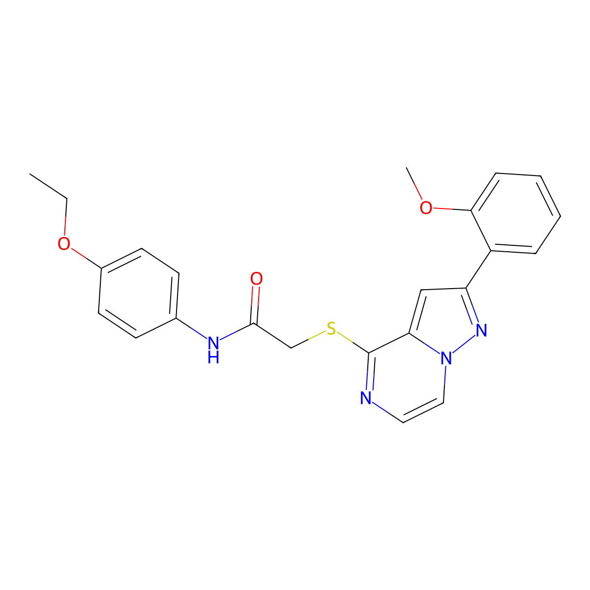 N-(4-ethoxyphenyl)-2-{[2-(2-methoxyphenyl)pyrazolo[1,5-a]pyrazin-4-yl]sulfanyl}acetamide molecular structure, CAS 1040675-32-8