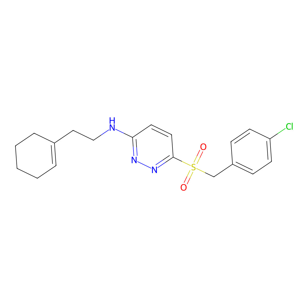 6-[(4-chlorophenyl)methanesulfonyl]-N-[2-(cyclohex-1-en-1-yl)ethyl]pyridazin-3-amine molecular structure, CAS 1040675-36-2