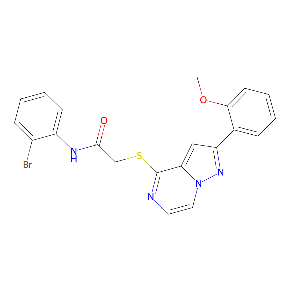 N-(2-bromophenyl)-2-{[2-(2-methoxyphenyl)pyrazolo[1,5-a]pyrazin-4-yl]sulfanyl}acetamide molecular structure, CAS 1040675-38-4