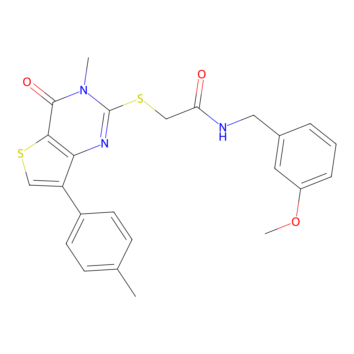 N-[(3-methoxyphenyl)methyl]-2-{[3-methyl-7-(4-methylphenyl)-4-oxo-3H,4H-thieno[3,2-d]pyrimidin-2-yl]sulfanyl}acetamide molecular structure, CAS 1040675-39-5