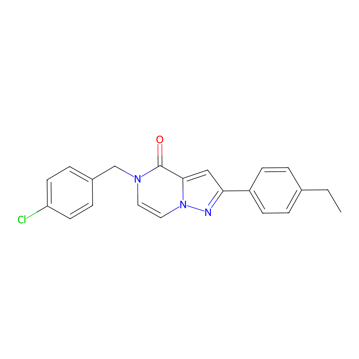 5-[(4-chlorophenyl)methyl]-2-(4-ethylphenyl)-4H,5H-pyrazolo[1,5-a]pyrazin-4-one molecular structure, CAS 1040675-40-8