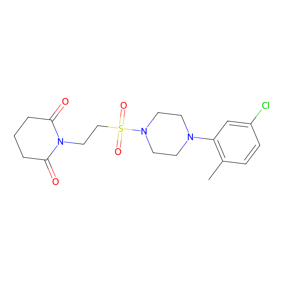 1-(2-{[4-(5-Chloro-2-methylphenyl)piperazin-1-yl]sulfonyl}ethyl)piperidine-2,6-dione molecular structure, CAS 1040675-41-9