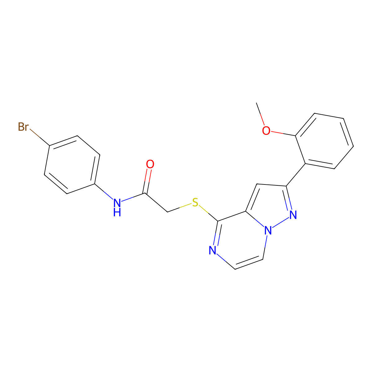 N-(4-bromophenyl)-2-{[2-(2-methoxyphenyl)pyrazolo[1,5-a]pyrazin-4-yl]sulfanyl}acetamide molecular structure, CAS 1040675-52-2