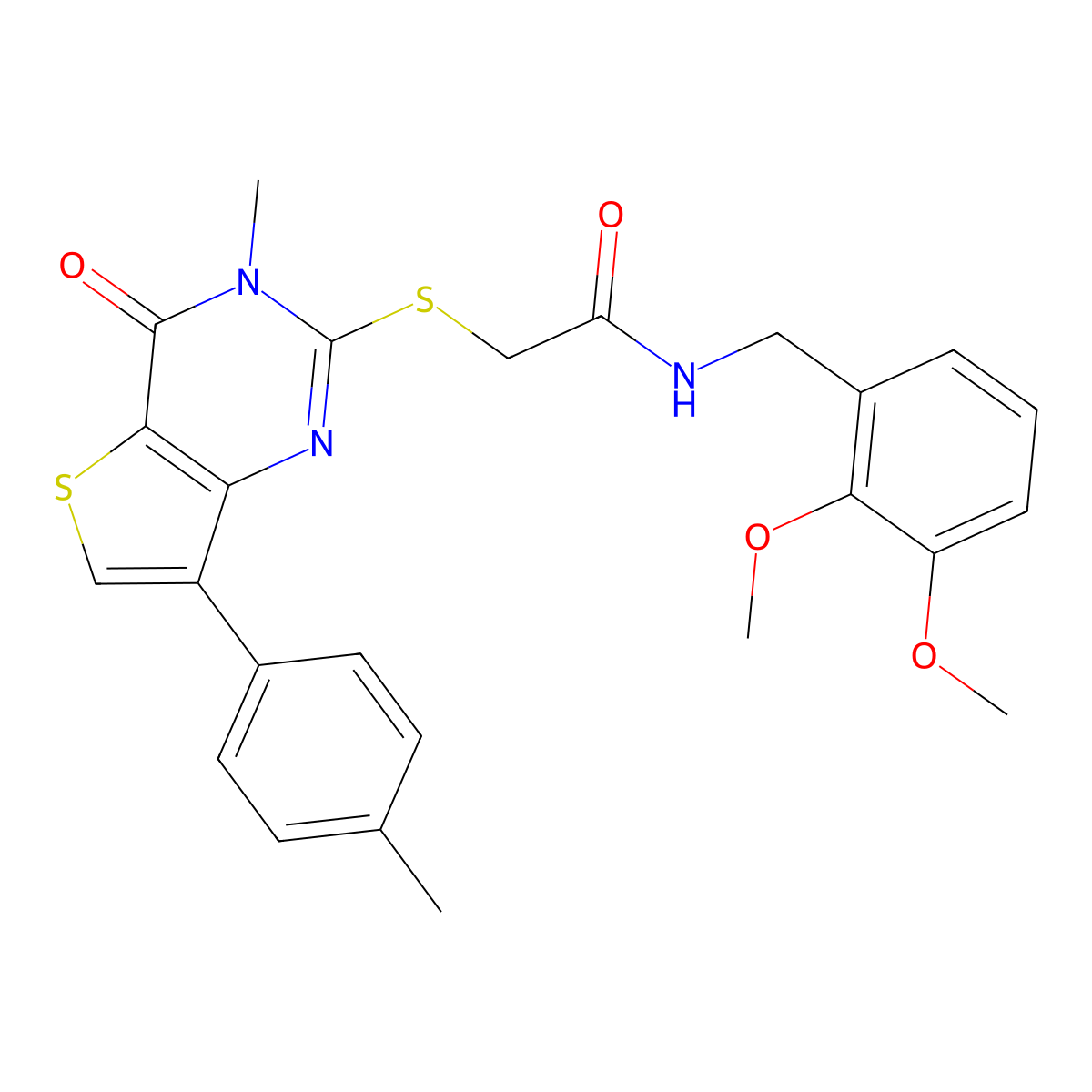 N-(2,3-dimethoxybenzyl)-2-{[3-methyl-7-(4-methylphenyl)-4-oxo-3,4-dihydrothieno[3,2-d]pyrimidin-2-yl]thio}acetamide molecular structure, CAS 1040675-53-3