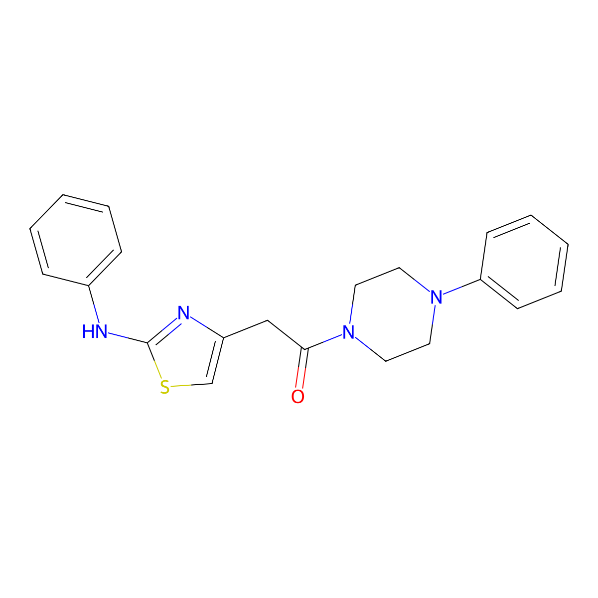 2-[2-(Phenylamino)-1,3-thiazol-4-yl]-1-(4-phenylpiperazin-1-yl)ethan-1-one molecular structure, CAS 1040675-62-4