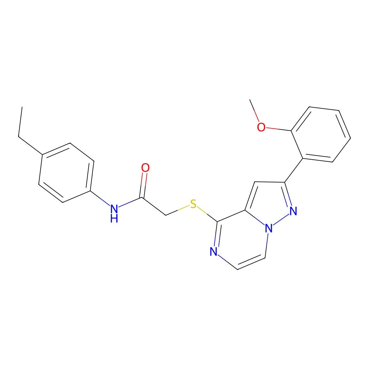 N-(4-ethylphenyl)-2-{[2-(2-methoxyphenyl)pyrazolo[1,5-a]pyrazin-4-yl]sulfanyl}acetamide molecular structure, CAS 1040675-66-8