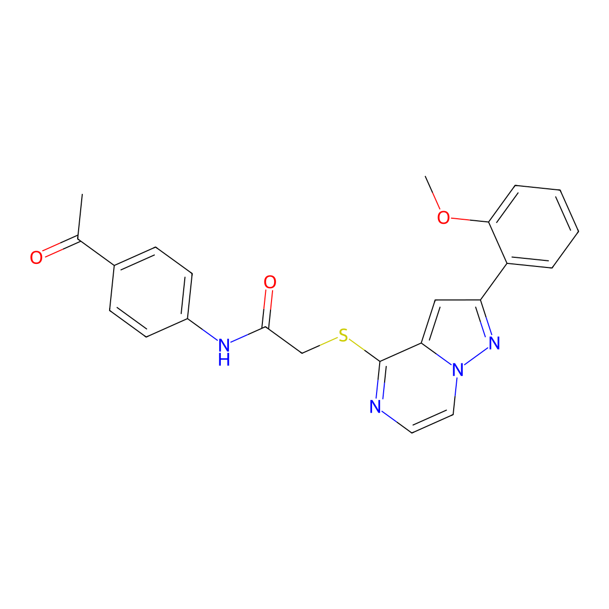 N-(4-acetylphenyl)-2-{[2-(2-methoxyphenyl)pyrazolo[1,5-a]pyrazin-4-yl]sulfanyl}acetamide molecular structure, CAS 1040675-73-7