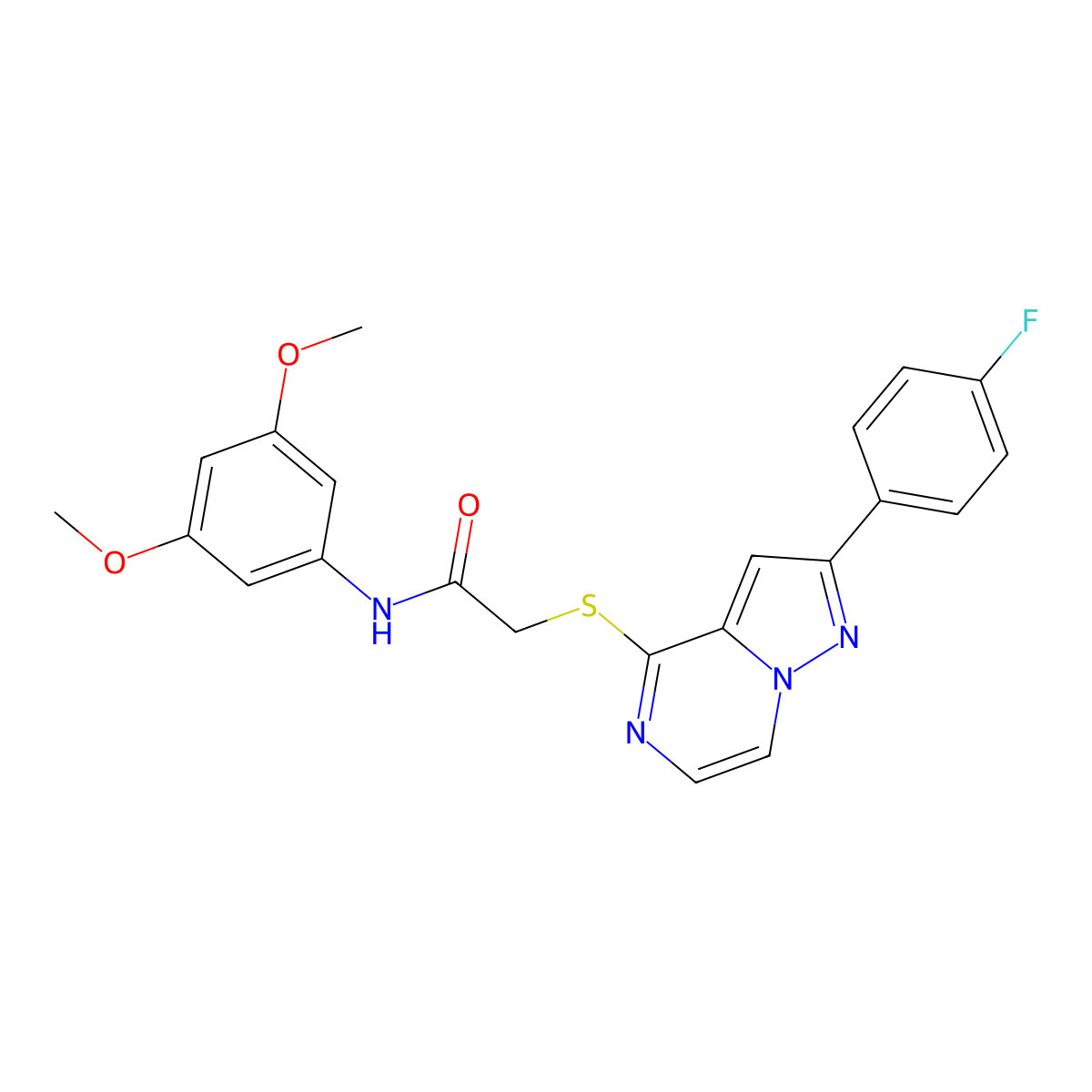 N-(3,5-dimethoxyphenyl)-2-((2-(4-fluorophenyl)pyrazolo[1,5-a]pyrazin-4-yl)thio)acetamide molecular structure, CAS 1040675-79-3