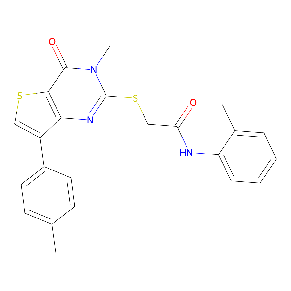 2-{[3-methyl-7-(4-methylphenyl)-4-oxo-3H,4H-thieno[3,2-d]pyrimidin-2-yl]sulfanyl}-N-(2-methylphenyl)acetamide molecular structure, CAS 1040675-95-3