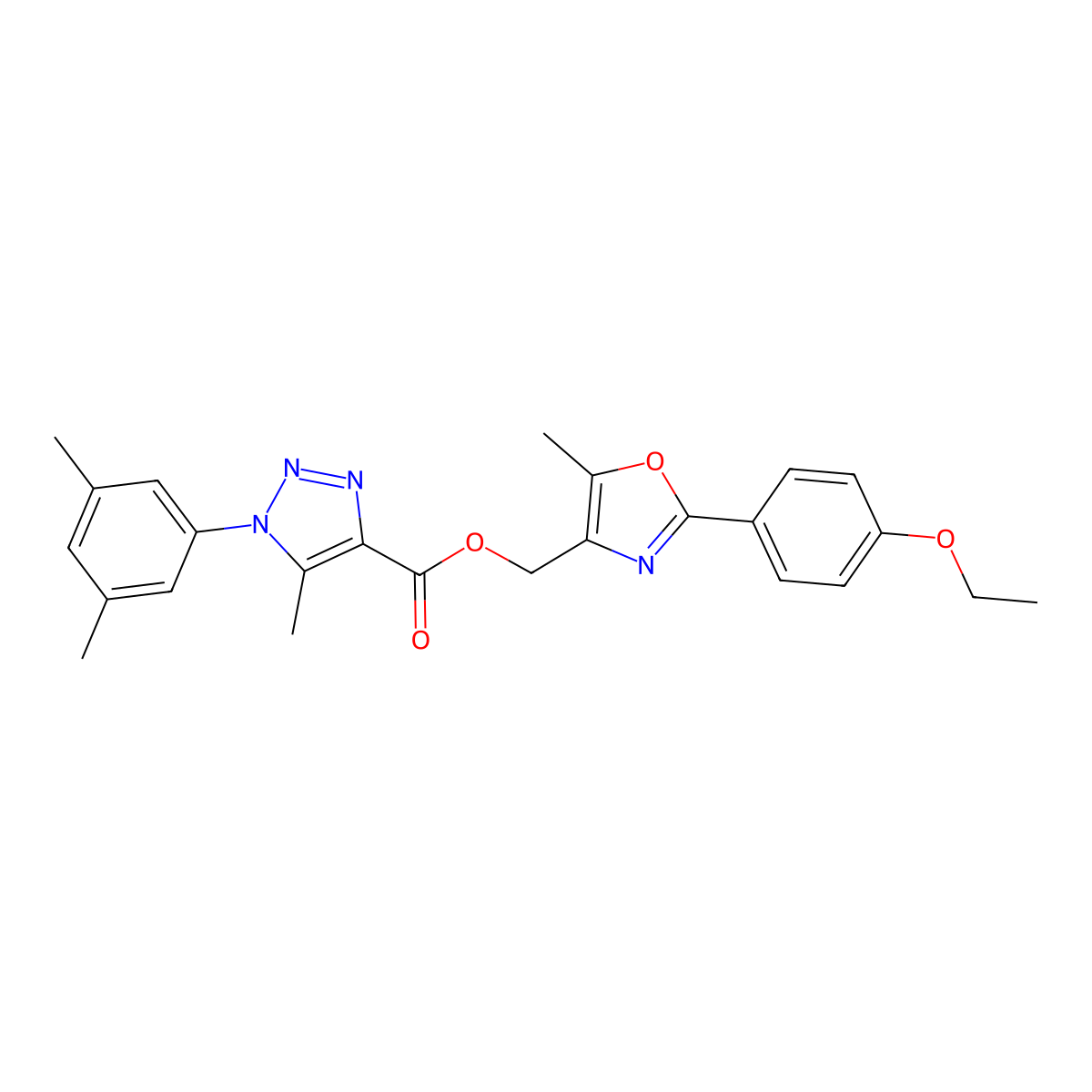 [2-(4-ethoxyphenyl)-5-methyl-1,3-oxazol-4-yl]methyl 1-(3,5-dimethylphenyl)-5-methyl-1H-1,2,3-triazole-4-carboxylate molecular structure, CAS 1040676-00-3