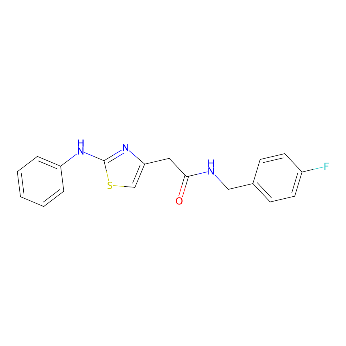 N-[(4-fluorophenyl)methyl]-2-[2-(phenylamino)-1,3-thiazol-4-yl]acetamide molecular structure, CAS 1040676-04-7