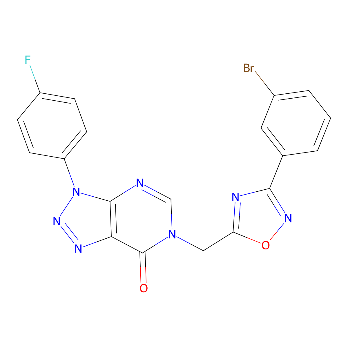 6-{[3-(3-bromophenyl)-1,2,4-oxadiazol-5-yl]methyl}-3-(4-fluorophenyl)-3H,6H,7H-[1,2,3]triazolo[4,5-d]pyrimidin-7-one molecular structure, CAS 1040676-05-8