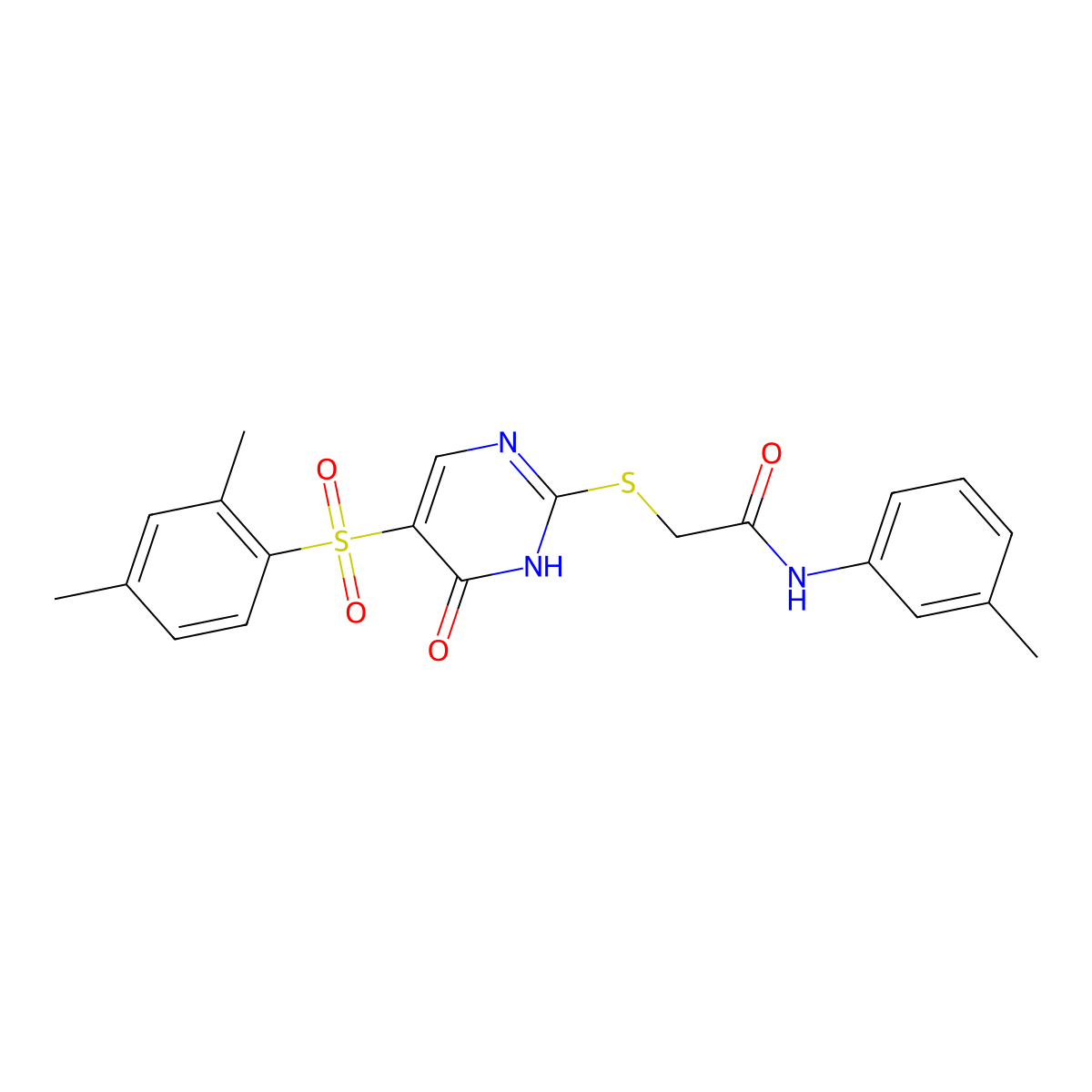2-{[5-(2,4-dimethylbenzenesulfonyl)-6-oxo-1,6-dihydropyrimidin-2-yl]sulfanyl}-N-(3-methylphenyl)acetamide molecular structure, CAS 1040676-10-5