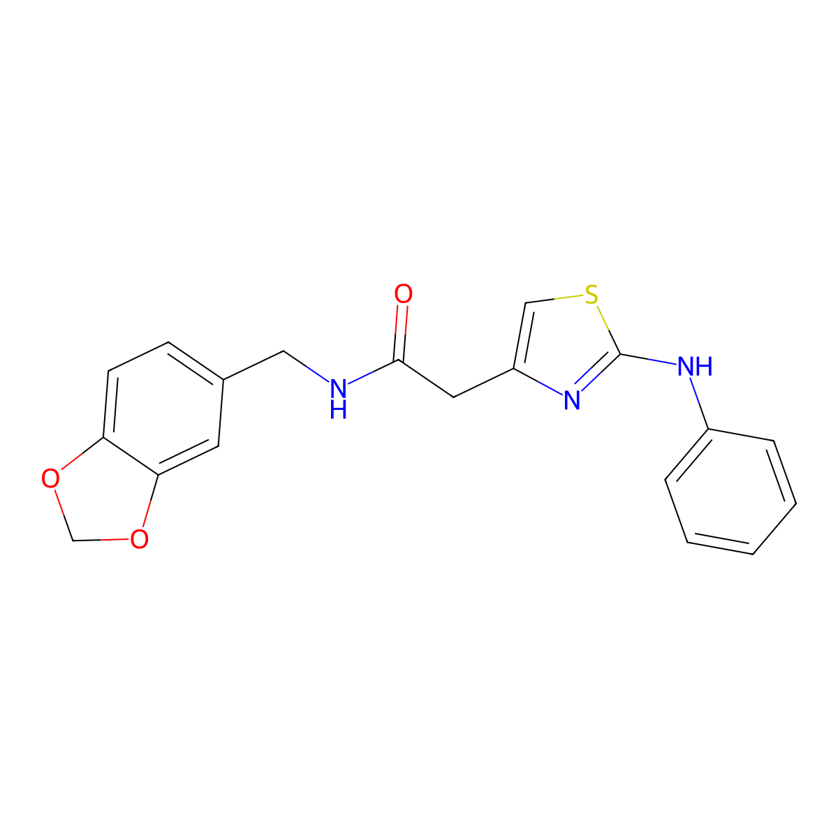 N-[(2H-1,3-benzodioxol-5-yl)methyl]-2-[2-(phenylamino)-1,3-thiazol-4-yl]acetamide molecular structure, CAS 1040676-11-6
