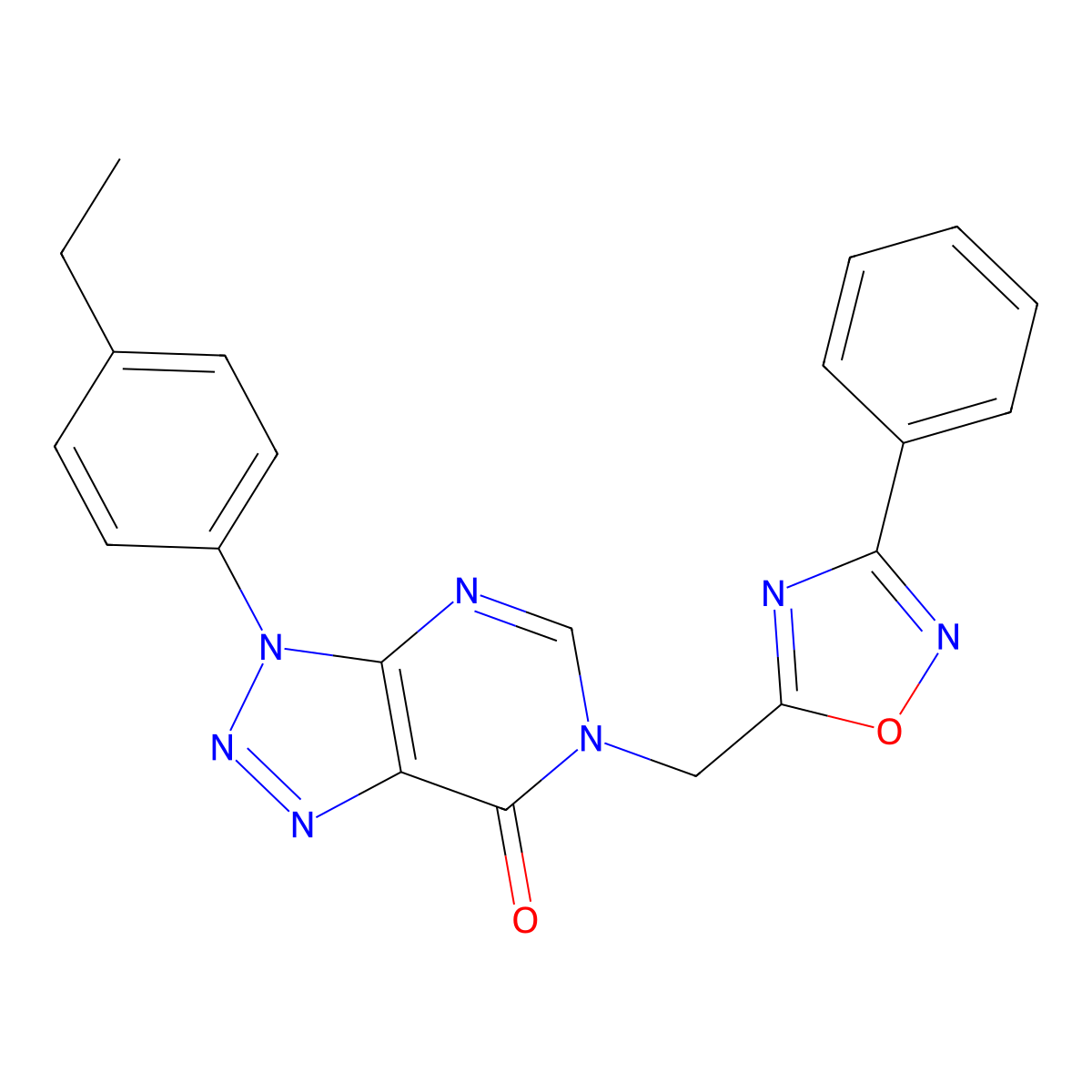 3-(4-ethylphenyl)-6-[(3-phenyl-1,2,4-oxadiazol-5-yl)methyl]-3H,6H,7H-[1,2,3]triazolo[4,5-d]pyrimidin-7-one molecular structure, CAS 1040676-12-7