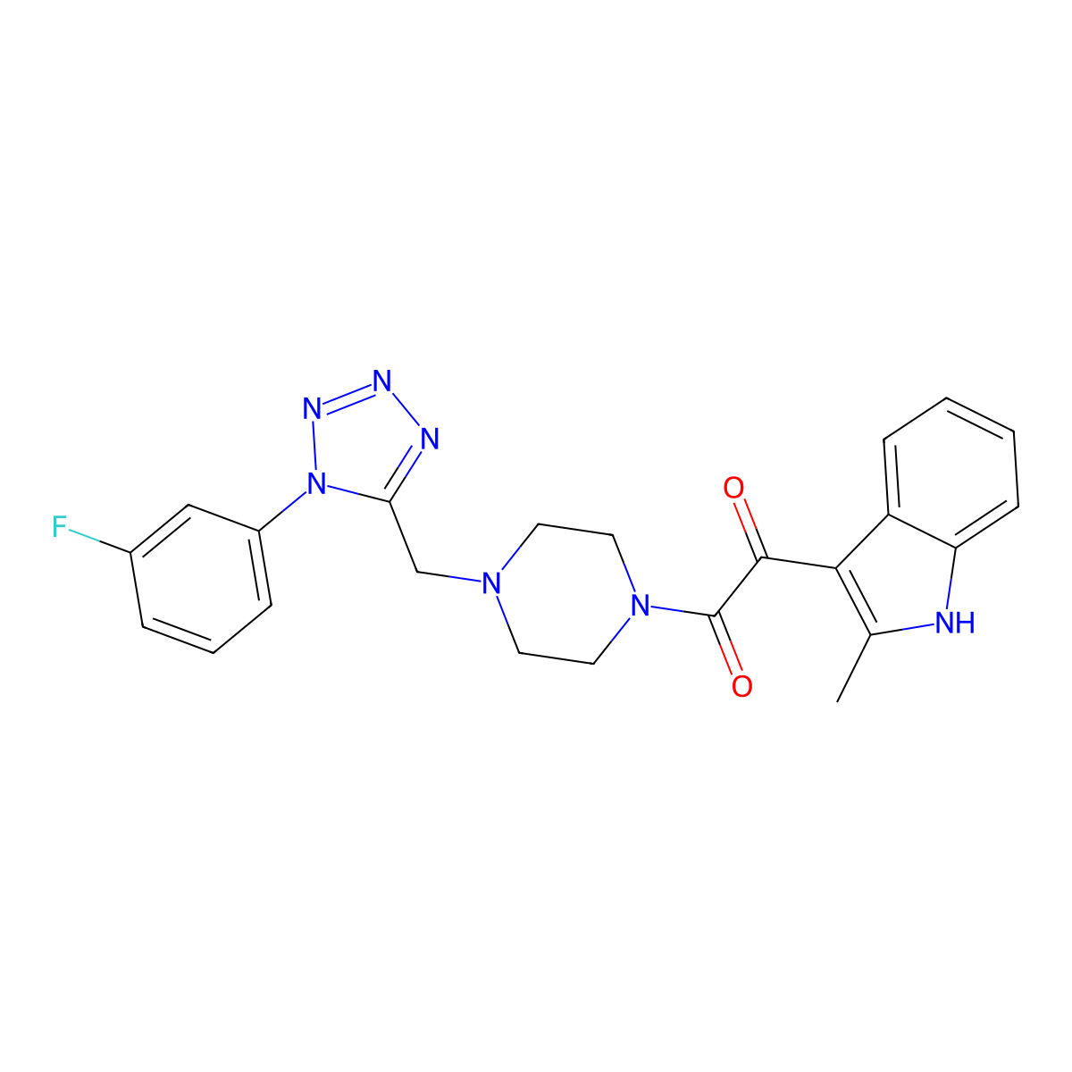 1-(4-((1-(3-fluorophenyl)-1H-tetrazol-5-yl)methyl)piperazin-1-yl)-2-(2-methyl-1H-indol-3-yl)ethane-1,2-dione molecular structure, CAS 1040676-13-8