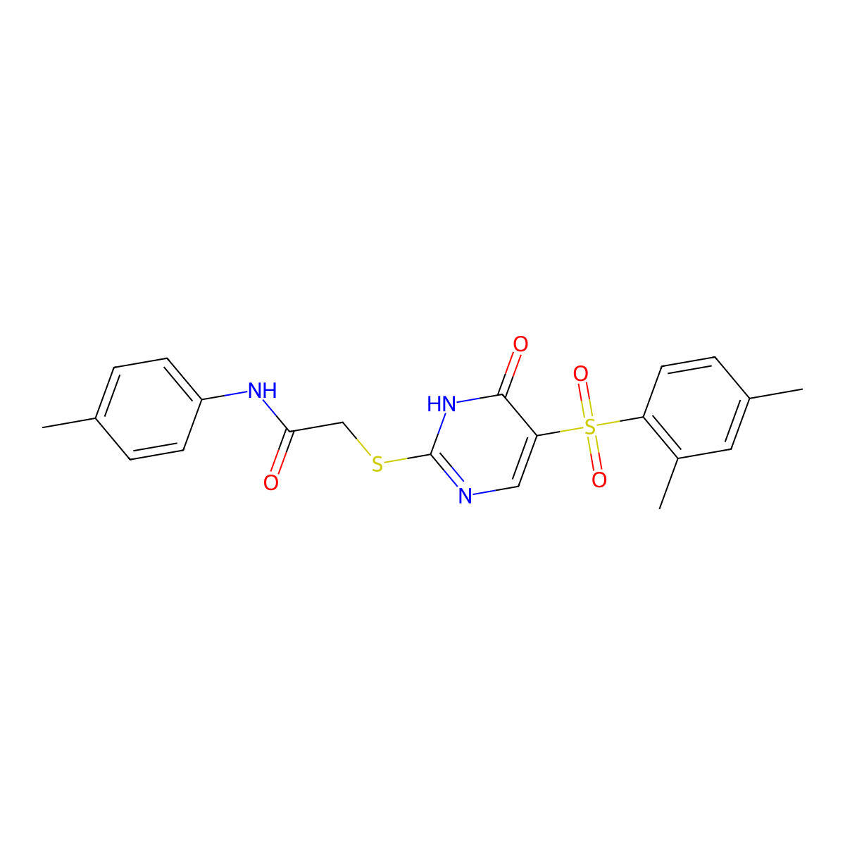 2-{[5-(2,4-dimethylbenzenesulfonyl)-6-oxo-1,6-dihydropyrimidin-2-yl]sulfanyl}-N-(4-methylphenyl)acetamide molecular structure, CAS 1040676-17-2
