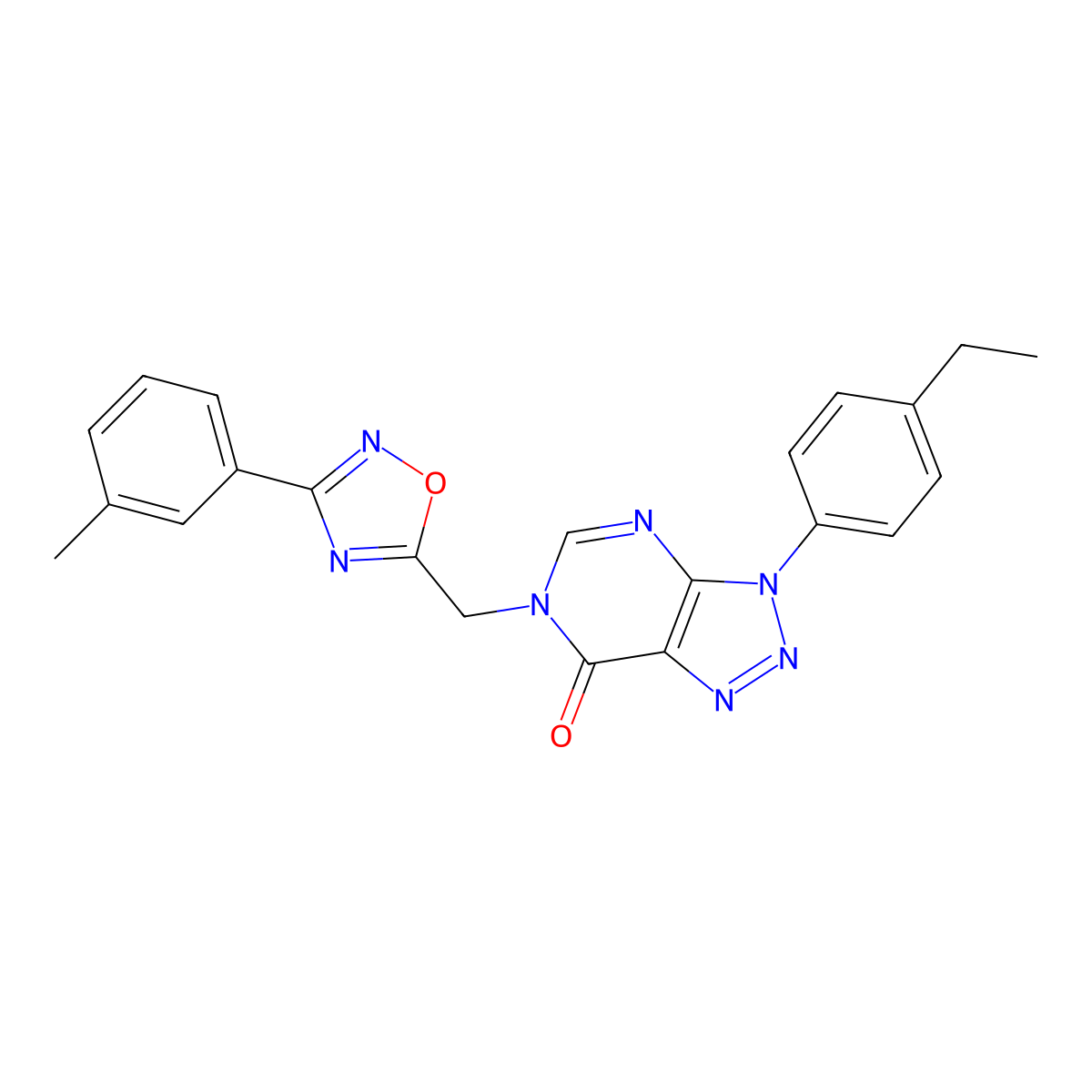 3-(4-ethylphenyl)-6-{[3-(3-methylphenyl)-1,2,4-oxadiazol-5-yl]methyl}-3H,6H,7H-[1,2,3]triazolo[4,5-d]pyrimidin-7-one molecular structure, CAS 1040676-19-4