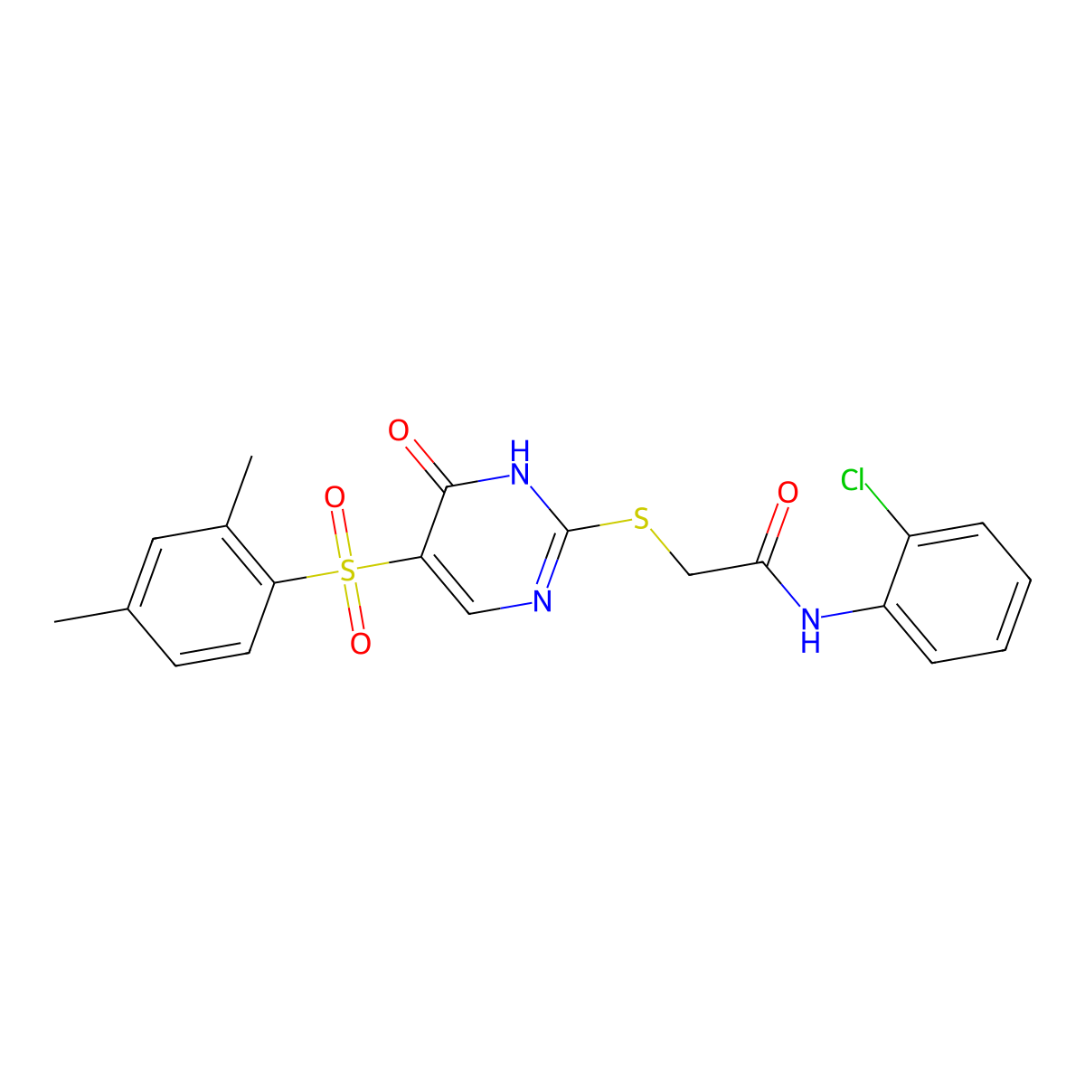 N-(2-chlorophenyl)-2-{[5-(2,4-dimethylbenzenesulfonyl)-6-oxo-1,6-dihydropyrimidin-2-yl]sulfanyl}acetamide molecular structure, CAS 1040676-24-1
