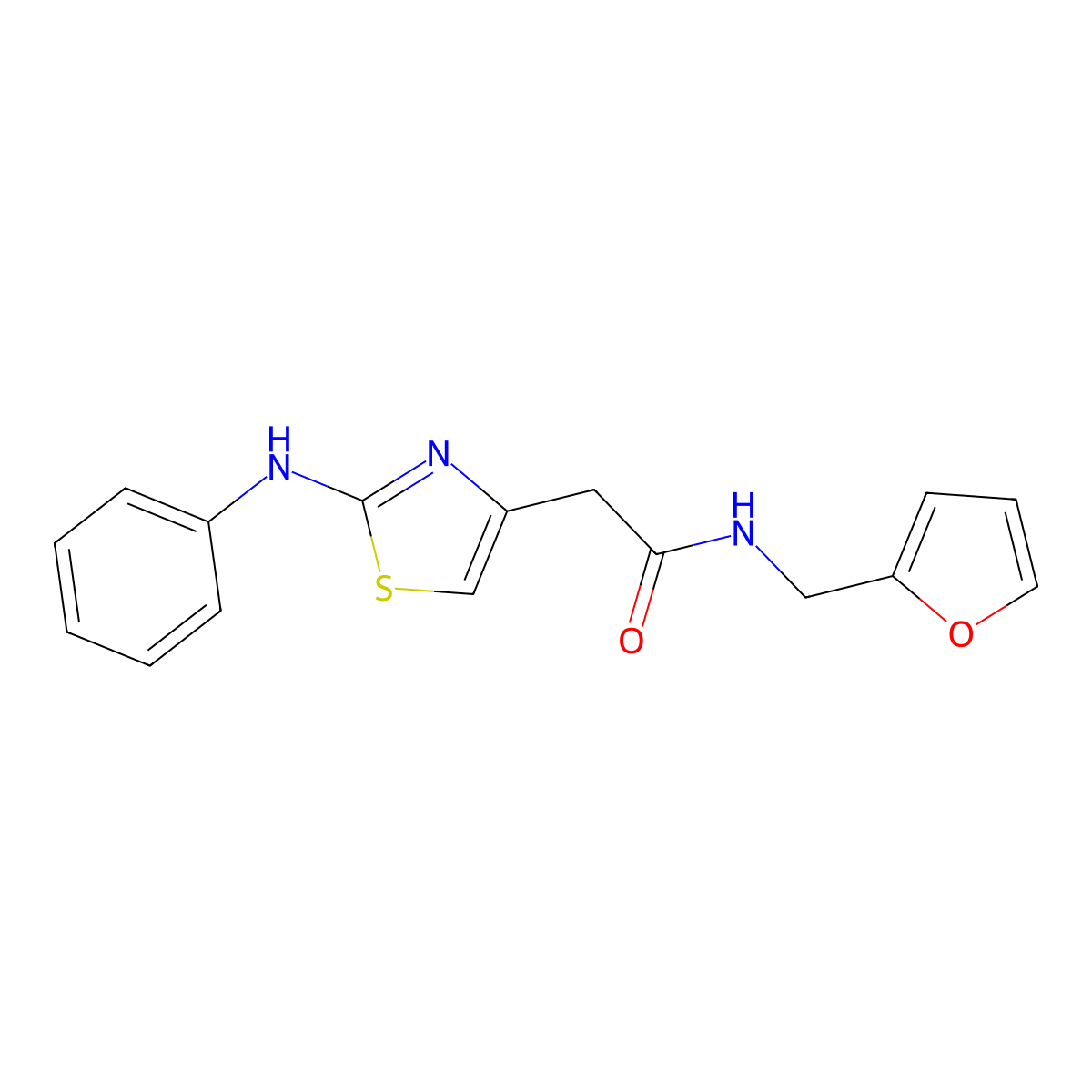 N-(furan-2-ylmethyl)-2-(2-(phenylamino)thiazol-4-yl)acetamide molecular structure, CAS 1040676-32-1