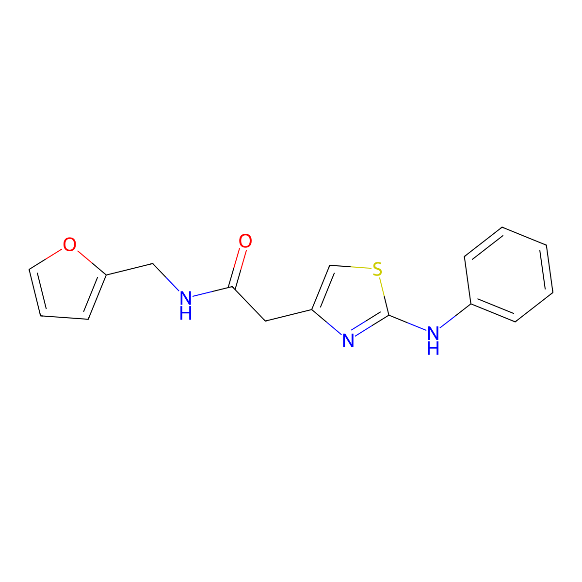N-(furan-2-ylmethyl)-2-(2-(phenylamino)thiazol-4-yl)acetamide molecular structure, CAS 1040676-32-1