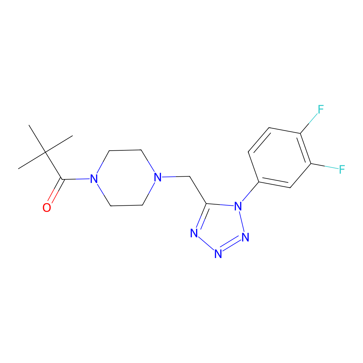 1-(4-((1-(3,4-difluorophenyl)-1H-tetrazol-5-yl)methyl)piperazin-1-yl)-2,2-dimethylpropan-1-one molecular structure, CAS 1040676-34-3