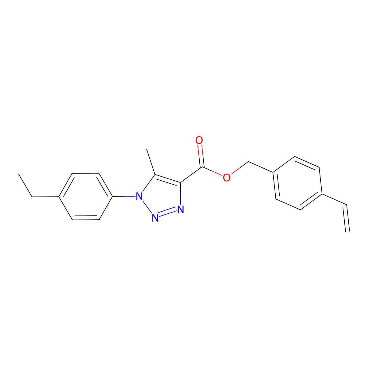 4-vinylbenzyl 1-(4-ethylphenyl)-5-methyl-1H-1,2,3-triazole-4-carboxylate molecular structure, CAS 1040676-35-4