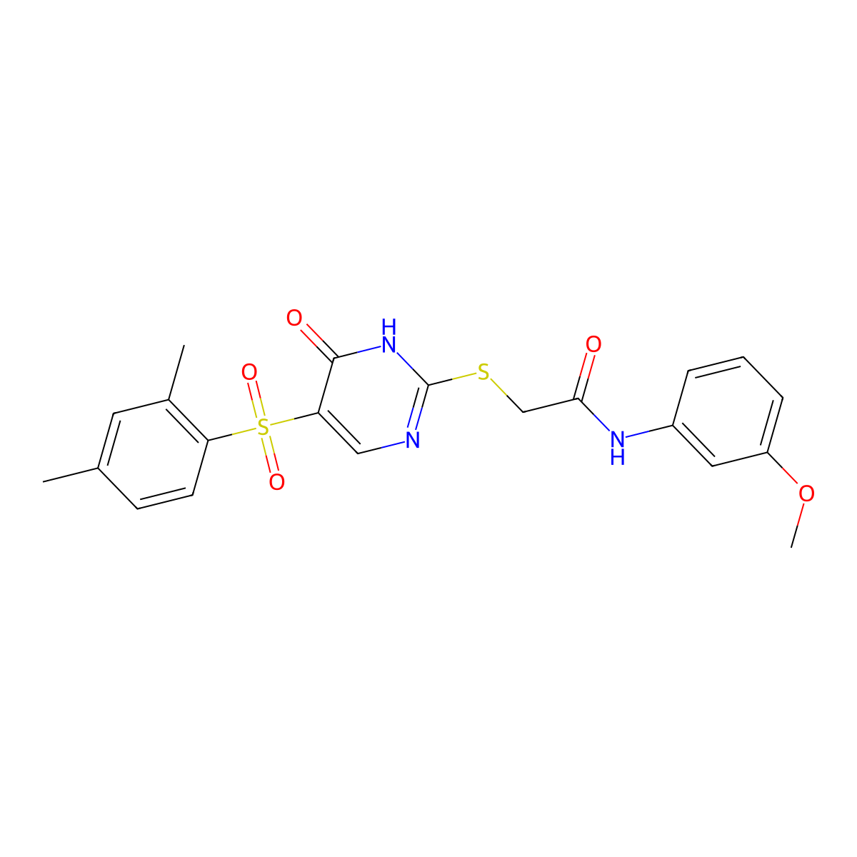 2-{[5-(2,4-dimethylbenzenesulfonyl)-6-oxo-1,6-dihydropyrimidin-2-yl]sulfanyl}-N-(3-methoxyphenyl)acetamide molecular structure, CAS 1040676-38-7