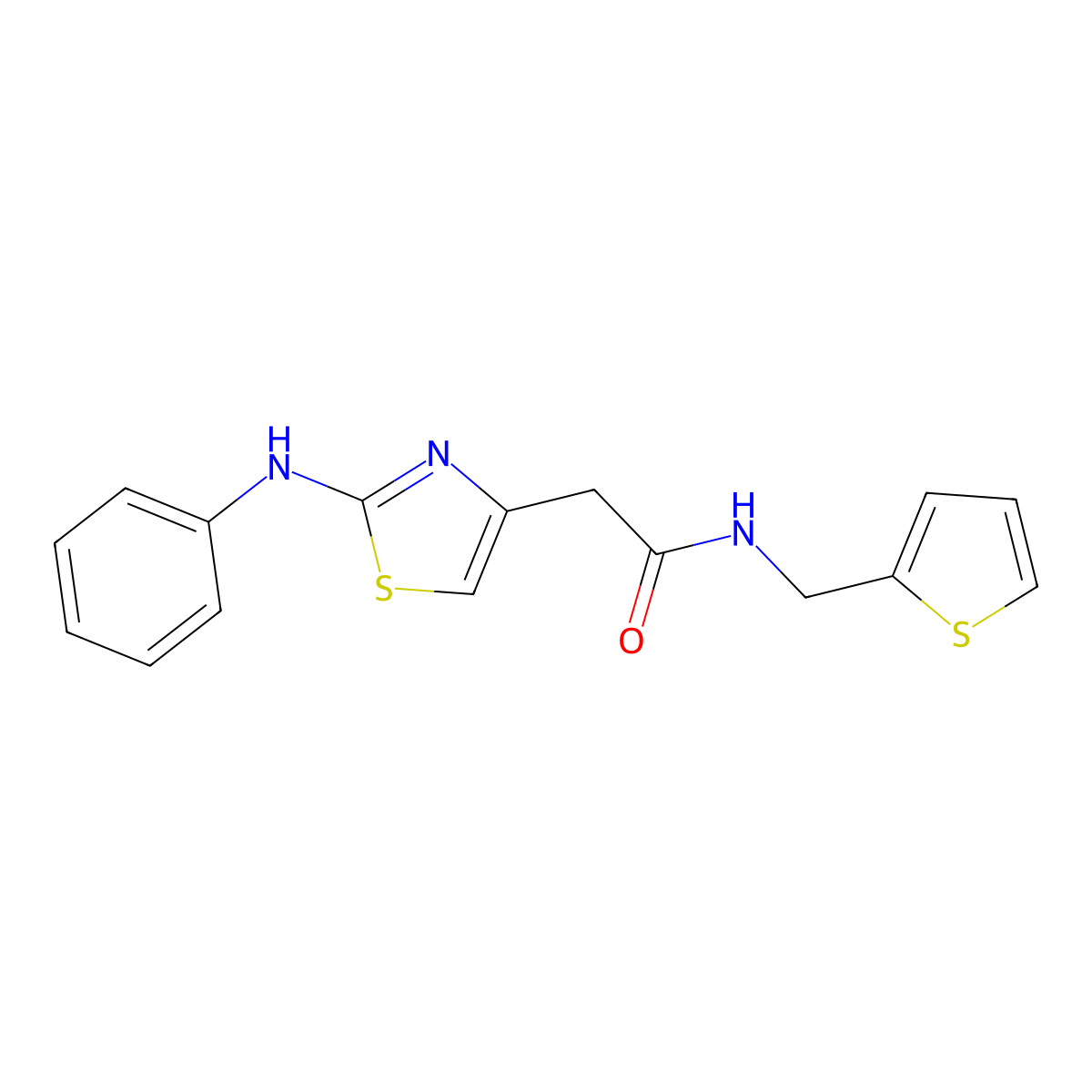 2-(2-(phenylamino)thiazol-4-yl)-N-(thiophen-2-ylmethyl)acetamide molecular structure, CAS 1040676-39-8