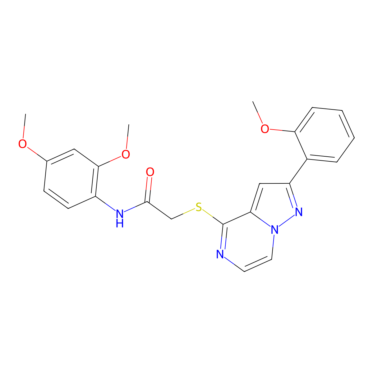 N-(2,4-dimethoxyphenyl)-2-{[2-(2-methoxyphenyl)pyrazolo[1,5-a]pyrazin-4-yl]sulfanyl}acetamide molecular structure, CAS 1040676-43-4