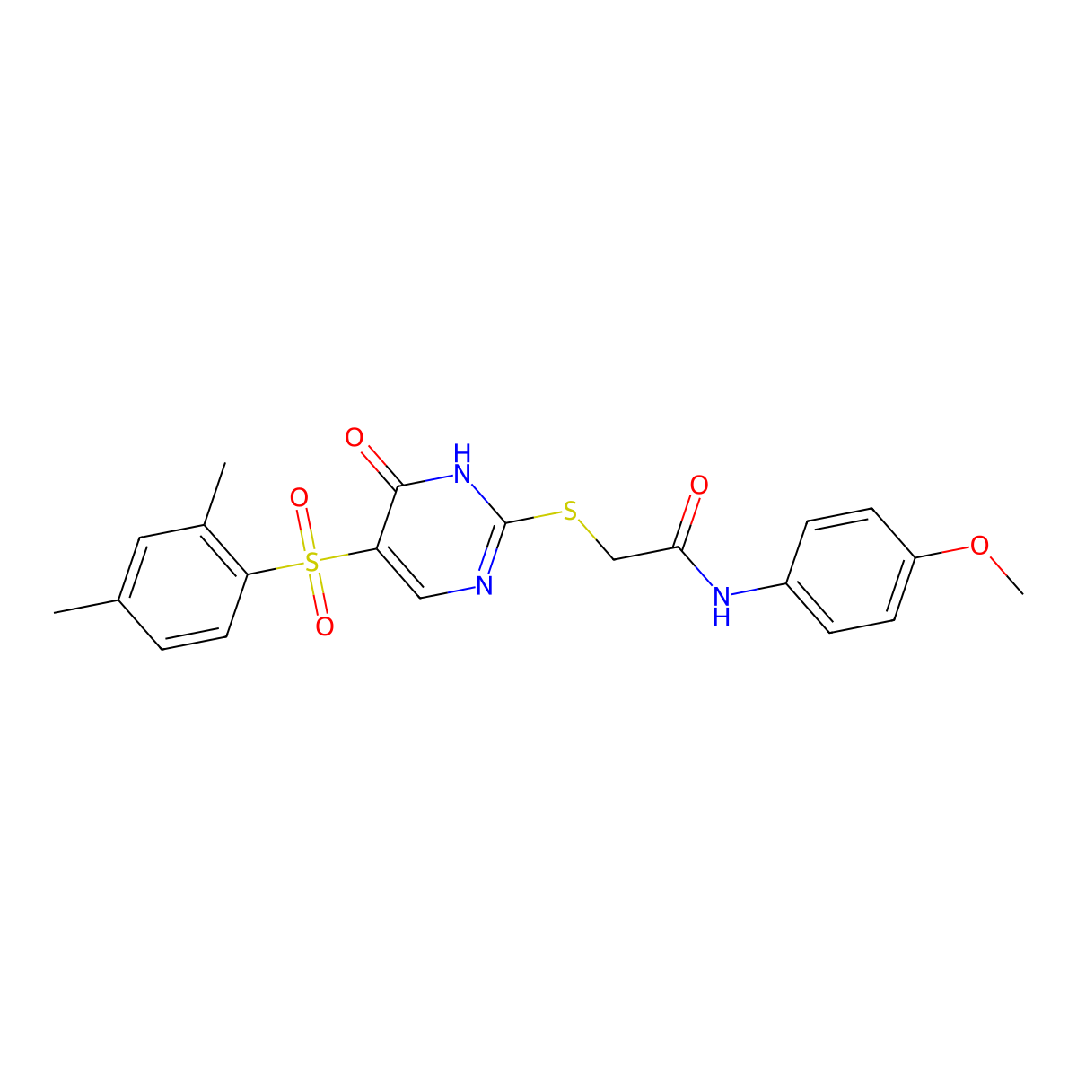 2-{[5-(2,4-dimethylbenzenesulfonyl)-6-oxo-1,6-dihydropyrimidin-2-yl]sulfanyl}-N-(4-methoxyphenyl)acetamide molecular structure, CAS 1040676-44-5