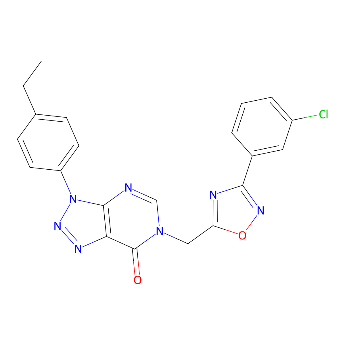 6-{[3-(3-chlorophenyl)-1,2,4-oxadiazol-5-yl]methyl}-3-(4-ethylphenyl)-3H,6H,7H-[1,2,3]triazolo[4,5-d]pyrimidin-7-one molecular structure, CAS 1040676-46-7