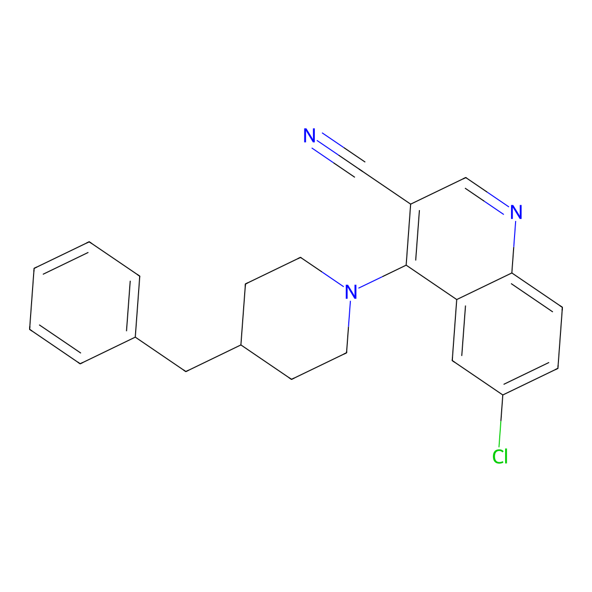 4-(4-Benzylpiperidin-1-yl)-6-chloroquinoline-3-carbonitrile molecular structure, CAS 1040676-48-9