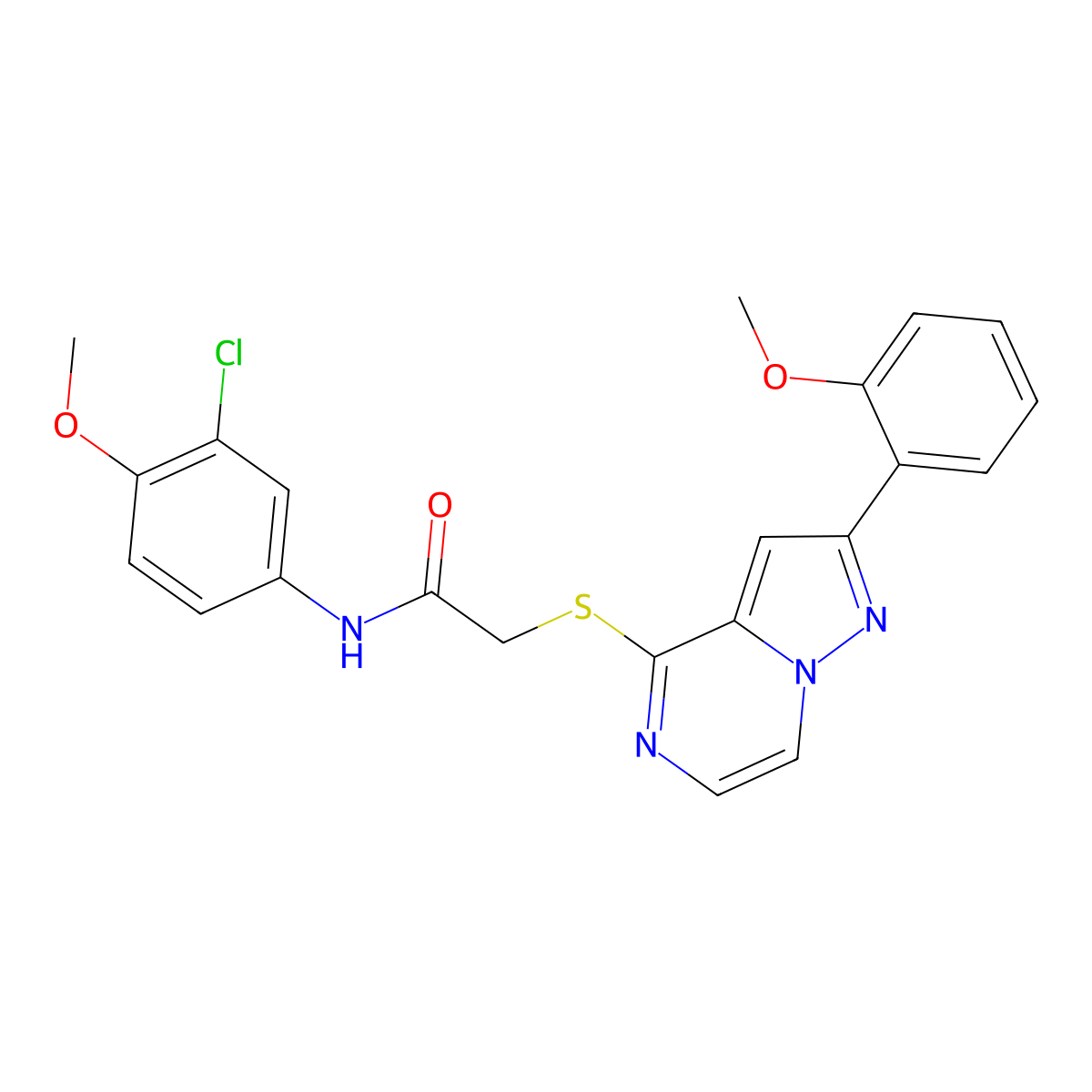 N-(3-chloro-4-methoxyphenyl)-2-{[2-(2-methoxyphenyl)pyrazolo[1,5-a]pyrazin-4-yl]sulfanyl}acetamide molecular structure, CAS 1040676-49-0