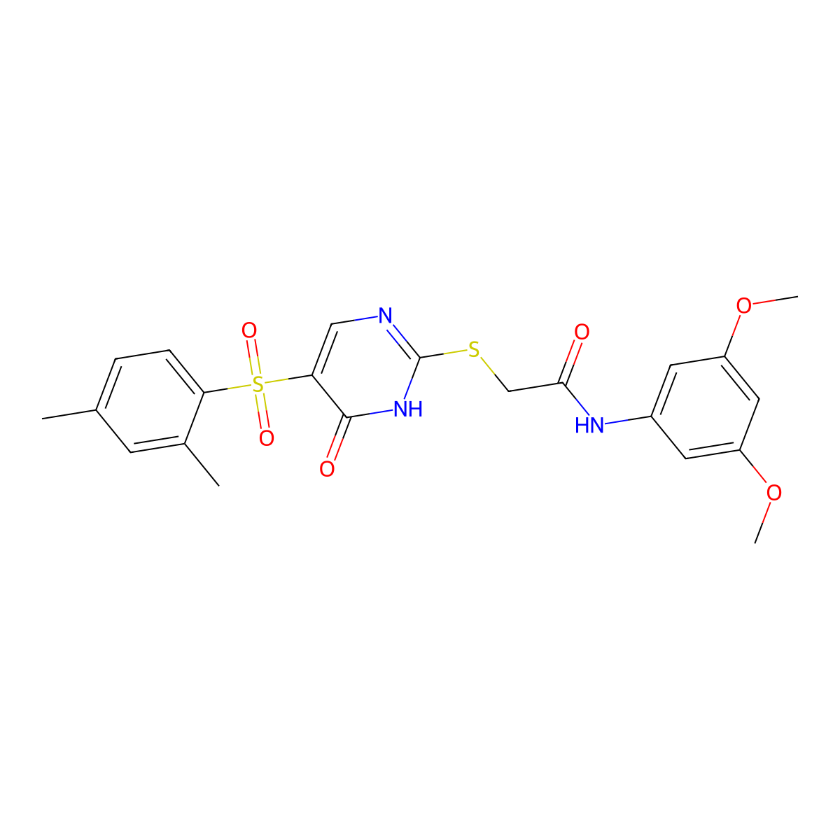 N-(3,5-dimethoxyphenyl)-2-{[5-(2,4-dimethylbenzenesulfonyl)-6-oxo-1,6-dihydropyrimidin-2-yl]sulfanyl}acetamide molecular structure, CAS 1040676-50-3