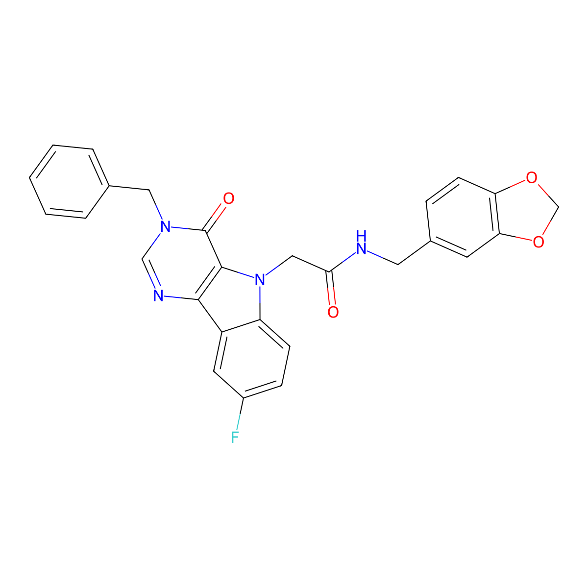 N-(benzo[d][1,3]dioxol-5-ylmethyl)-2-(3-benzyl-8-fluoro-4-oxo-3H-pyrimido[5,4-b]indol-5(4H)-yl)acetamide molecular structure, CAS 1040676-54-7