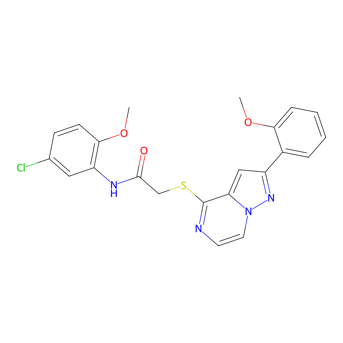 N-(5-chloro-2-methoxyphenyl)-2-{[2-(2-methoxyphenyl)pyrazolo[1,5-a]pyrazin-4-yl]sulfanyl}acetamide molecular structure, CAS 1040676-55-8