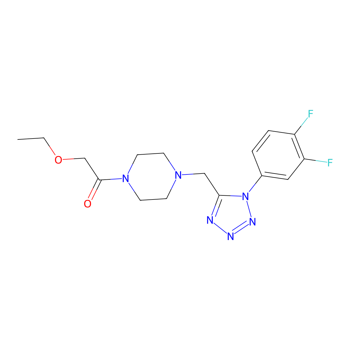 1-(4-((1-(3,4-difluorophenyl)-1H-tetrazol-5-yl)methyl)piperazin-1-yl)-2-ethoxyethanone molecular structure, CAS 1040676-59-2