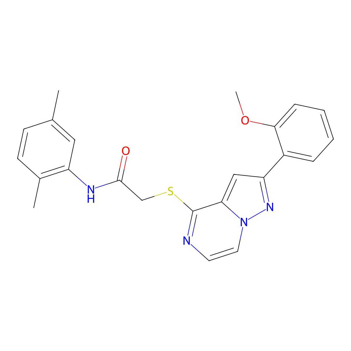 N-(2,5-dimethylphenyl)-2-{[2-(2-methoxyphenyl)pyrazolo[1,5-a]pyrazin-4-yl]sulfanyl}acetamide molecular structure, CAS 1040676-61-6