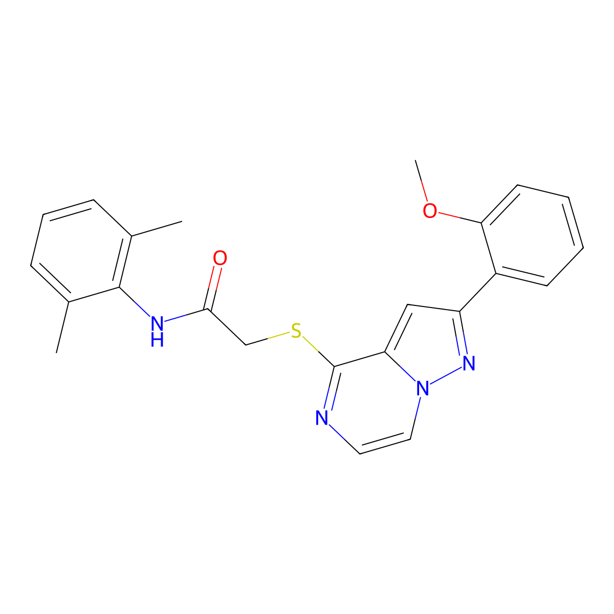 N-(2,6-dimethylphenyl)-2-{[2-(2-methoxyphenyl)pyrazolo[1,5-a]pyrazin-4-yl]sulfanyl}acetamide molecular structure, CAS 1040676-67-2