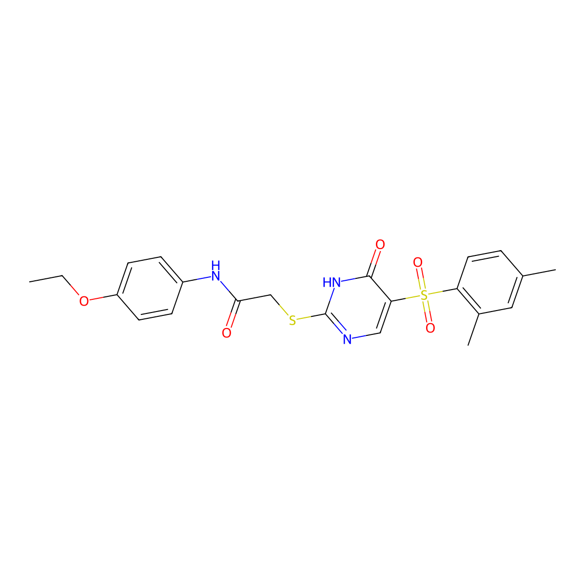 2-{[5-(2,4-dimethylbenzenesulfonyl)-6-oxo-1,6-dihydropyrimidin-2-yl]sulfanyl}-N-(4-ethoxyphenyl)acetamide molecular structure, CAS 1040676-68-3